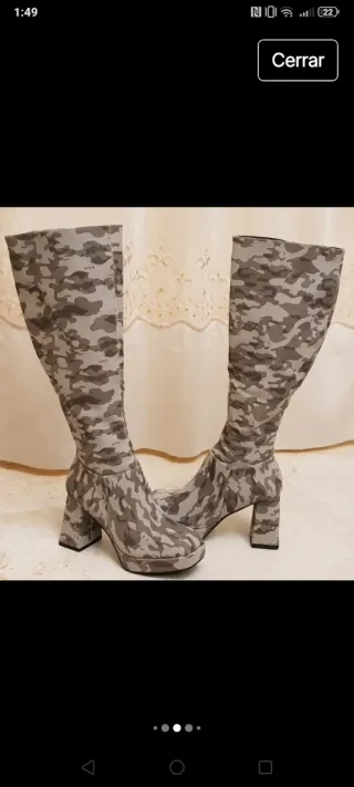 Botas militares camuflaje beige y gris