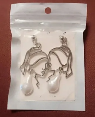 Pendientes artísticos cara perla