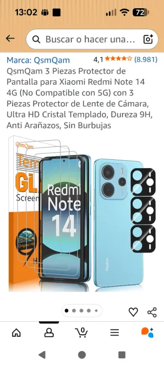 Funda y Protector Pantalla Redmi Note 14 4G