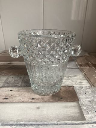 Cubitera de cristal vintage con asas