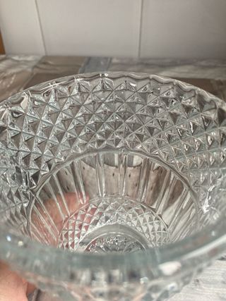 Cubitera de cristal vintage con asas