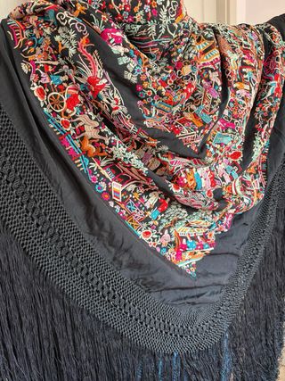 Mantón Manila Antiguo Bordado