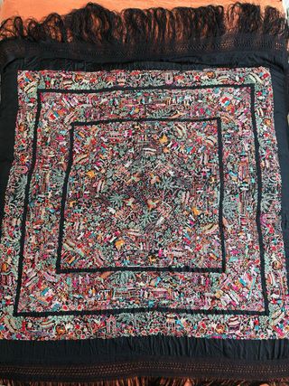 Mantón Manila Antiguo Bordado