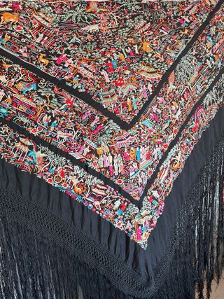 Mantón Manila Antiguo Bordado