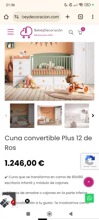 Oportunidad! Cuna con cambiador Convertible Ros