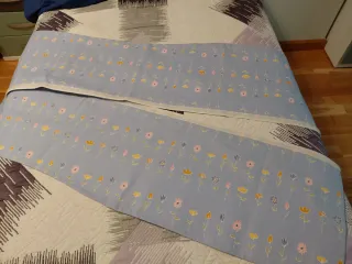 Funda cojín 45, mantel y volante cortina flores