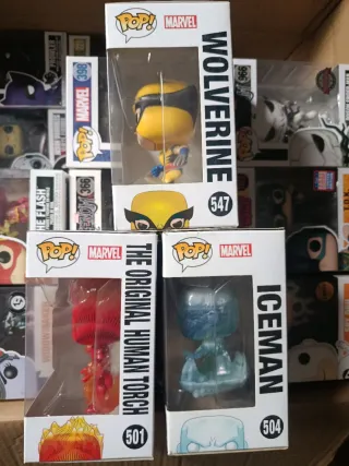 Lote 3 Funko Pop! Iceman Human Torch Wolverine