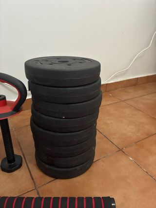 Kit Pesas 40kg Mancuernas, Barra y Keetbell
