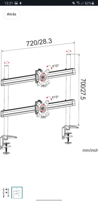 Soporte Escritorio 2 Monitores HFTEK