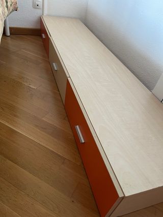 Cajonera 3 cajones madera y naranja