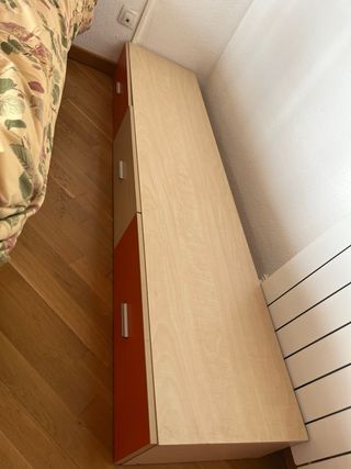 Cajonera 3 cajones madera y naranja