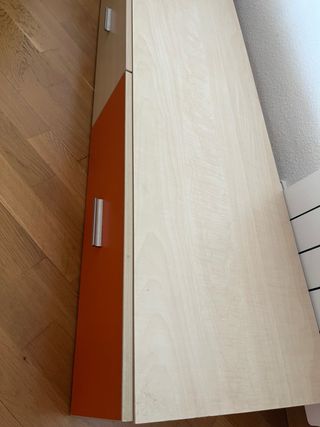 Cajonera 3 cajones madera y naranja