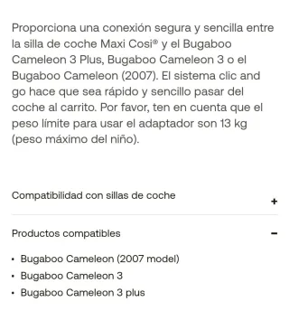 Adaptadores Bugaboo Camaleón Maxi-Cosi/Cybex