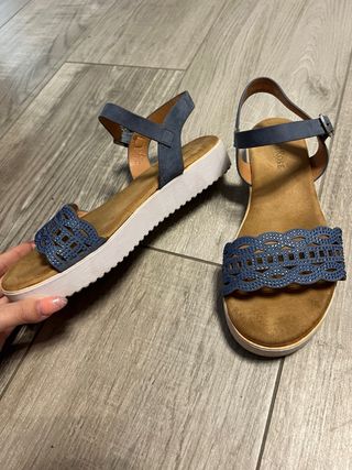Sandali donna eleganti beige/blu
