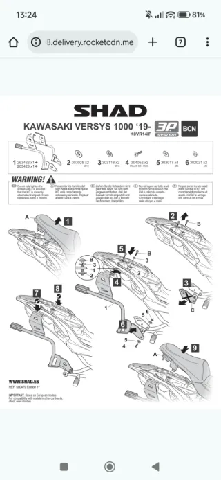 Soporte Shad K0VR14IF 3P SYSTEM FIJACION KAWASAKI