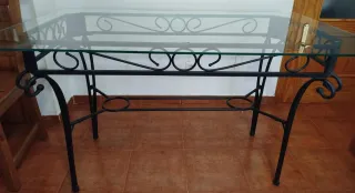 Mesa cristal forja 140cm