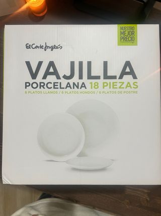 Vajilla Porcelana El Corte Inglés 18 Piezas