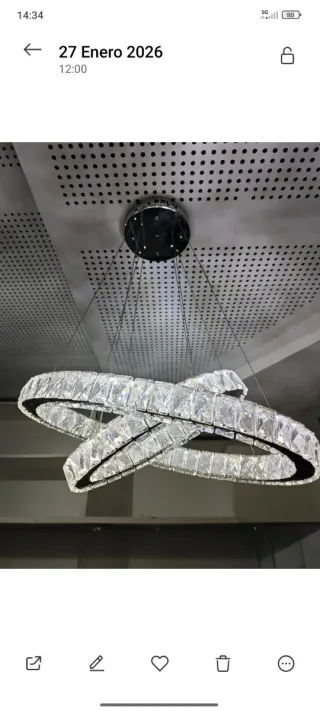 Lámpara de techo 2 anillos cristal