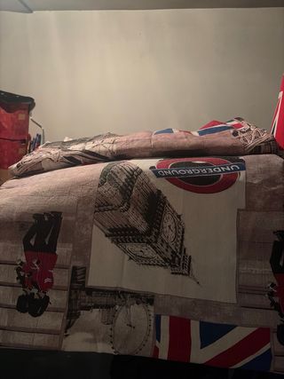 Lámpara y cortinas Londres Union Jack