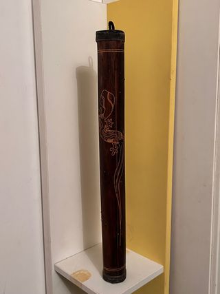 Tubo de lluvia decorado con gecko