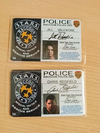 Tarjetas ID S.T.A.R.S. Resident Evil Jill Chris