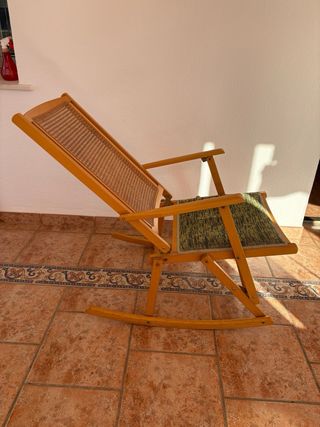 Pareja Mecedoras Ratán Plegables Madera