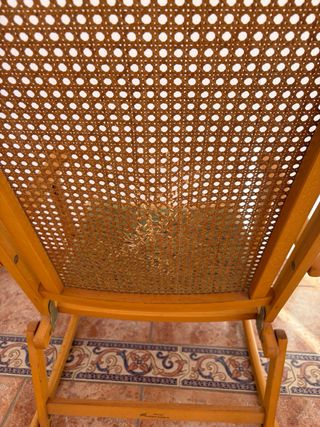 Pareja Mecedoras Ratán Plegables Madera