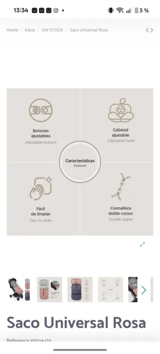 Saco invierno silla bebé rosa