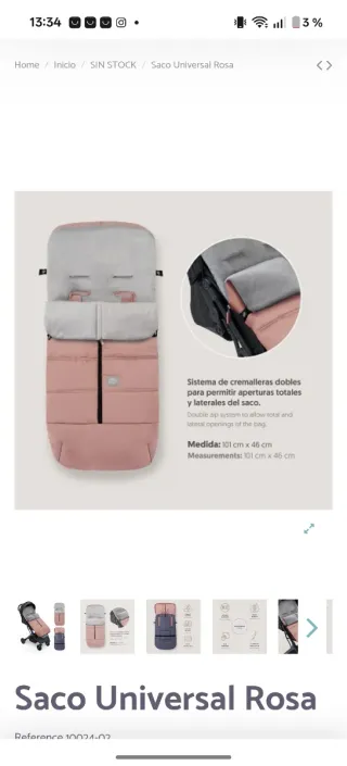 Saco invierno silla bebé rosa