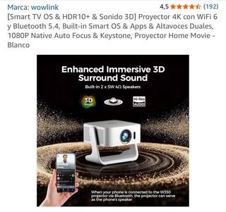 Proyector Wowlink W350 Blanco