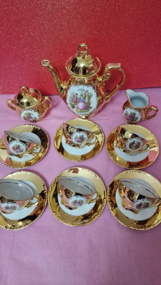 Servizio Caffè Bavaria Vintage Oro Porcellana