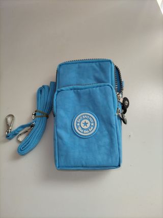 Borsa tracolla beige e porta cellulare turchese