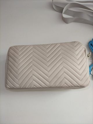 Borsa tracolla beige e porta cellulare turchese