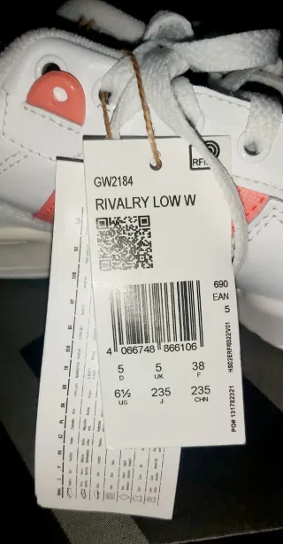 Zapatillas Adidas Rivalry Low W, blanco/coral, 38