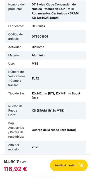 Dt Swiss XRC 1200 Ratchet EXP Sram XD Cerámic