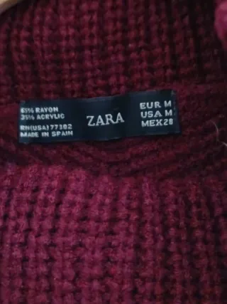 Jersey Zara cuello alto Burdeos