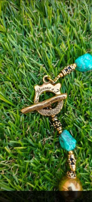 Collar Alcozer & J Dorado y Turquesa