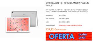 Tablet SPC Heaven 10.1 64GB 10 Blanca
