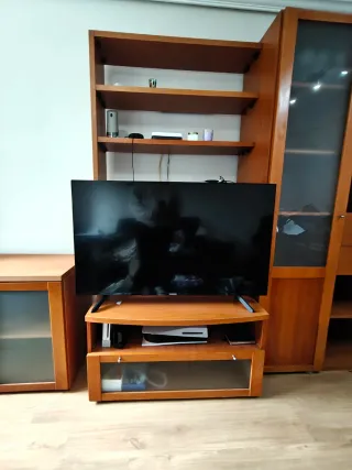 Conjunto Muebles Salón Madera y Cristal