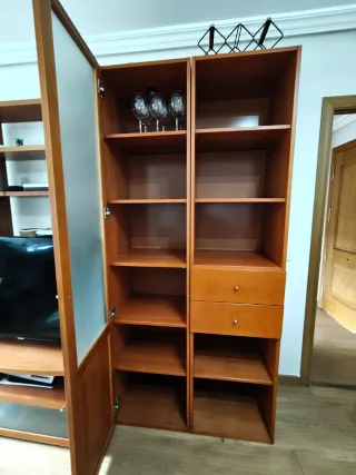 Conjunto Muebles Salón Madera y Cristal