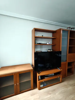 Conjunto Muebles Salón Madera y Cristal