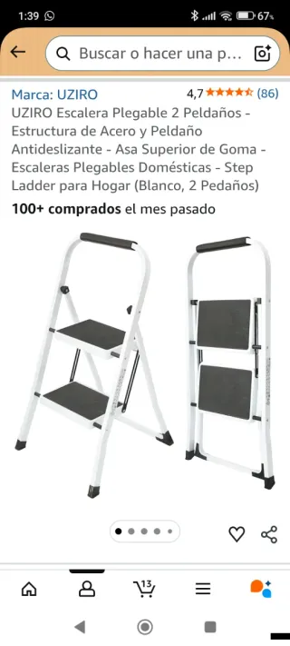 Escalera 2 peldaños blanca