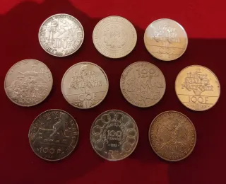10 Monedas 100 Francos Plata Francia