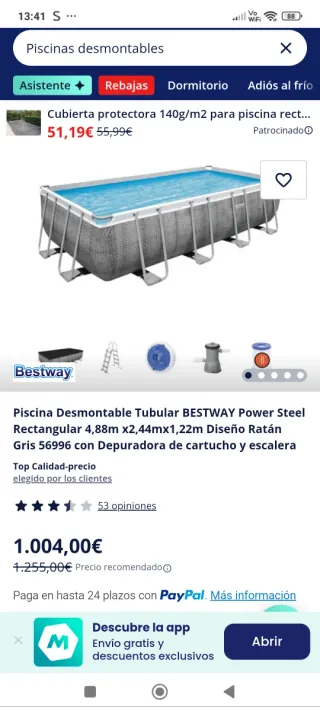 Piscina Bestway Tubular Gris Ratán