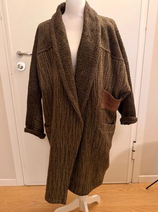 Cappotto lana con inserto pelle taglia unica