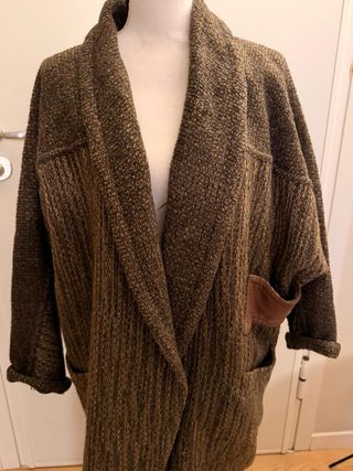 Cappotto lana con inserto pelle taglia unica