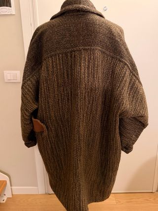 Cappotto lana con inserto pelle taglia unica