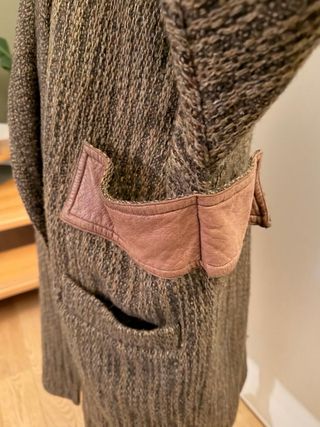 Cappotto lana con inserto pelle taglia unica