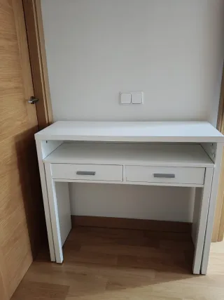 Mesa escritorio extensible blanca