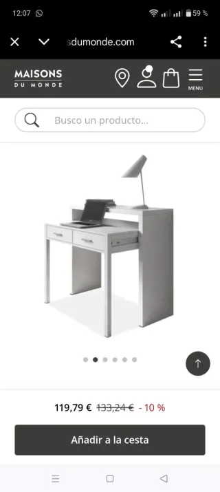 Mesa escritorio extensible blanca